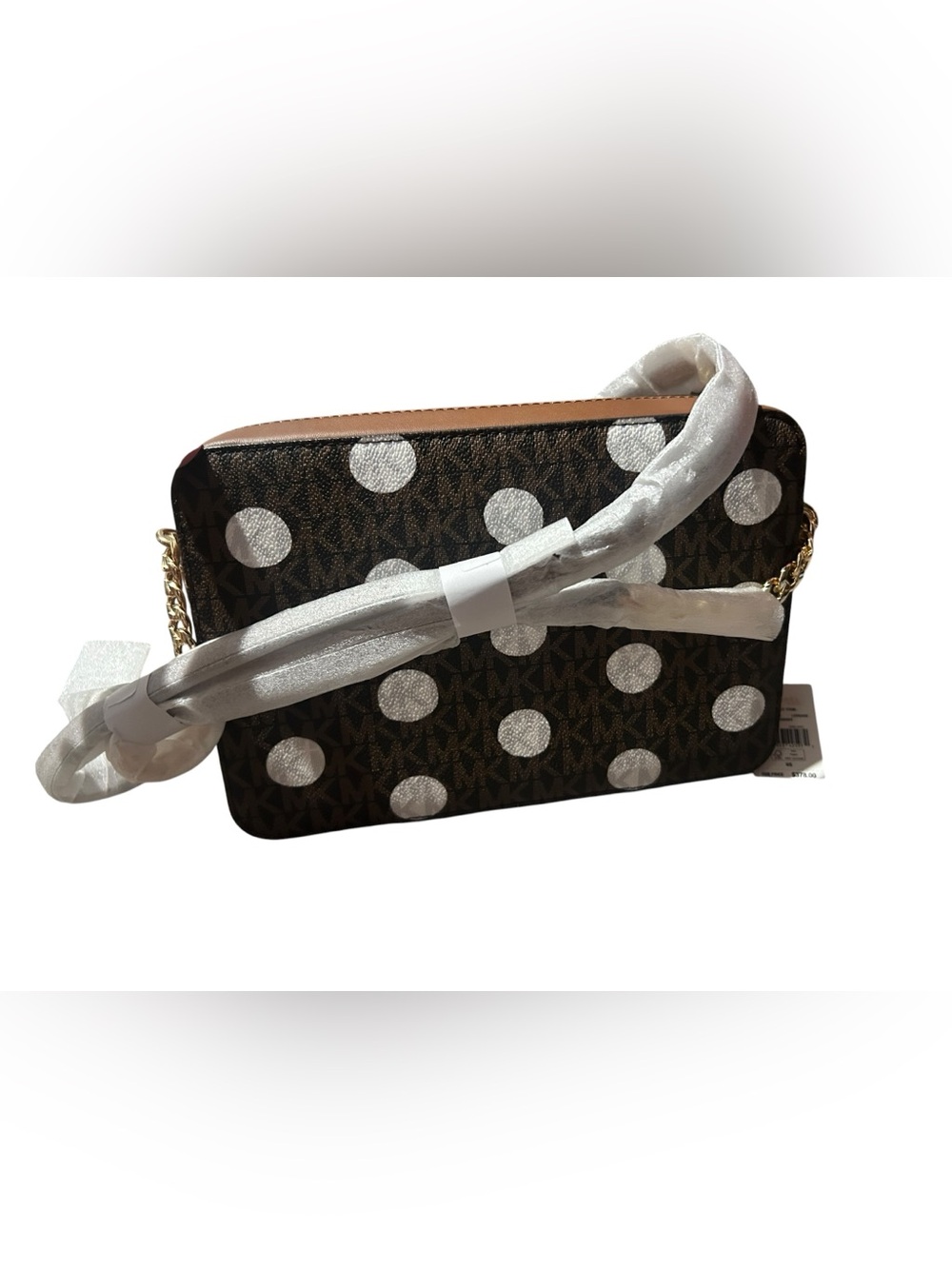 Michael Kors Brown and White Polka Dot Crossbody with Coin Pouch - Picture 2 of 4